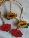 4 Mini-Blüten Klatschmohn und Sonnenblume