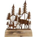Wald mit Tieren auf Holzfuß, Rost/Holz