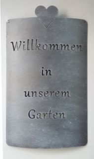 Schild mit Spruch "Willkommen ...." Metall 41 cm