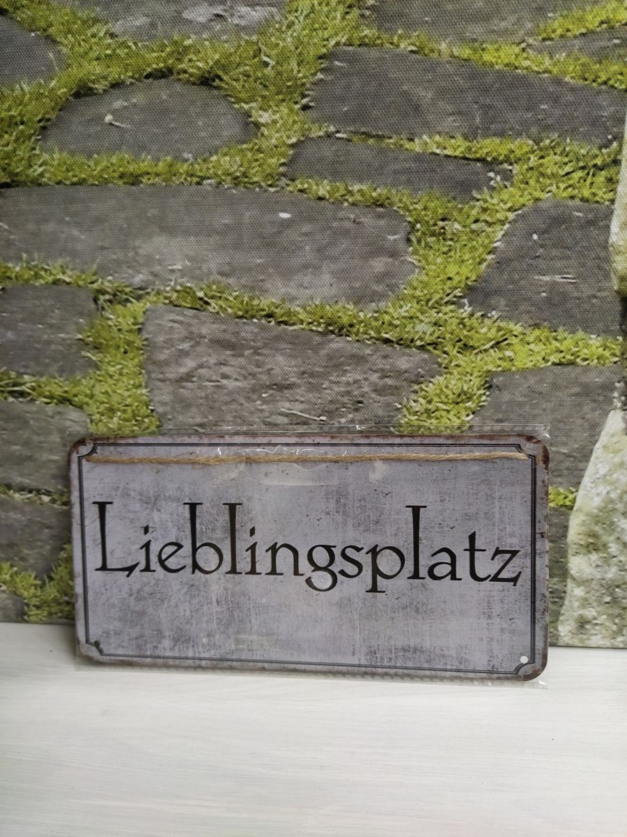 Blechschild mit Spruch Lieblingsplatz 20 x 10 cm